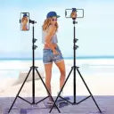 Tripod Stand with Adjustable Mobile Clip Holder 7 Feet Long