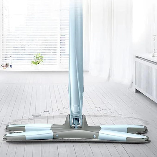 X Shape Mop for Floor Cleaning, Dust Mop with Self Wringing, Ceramic Wood Floor Cleaner Mop Flat 360 Degree, Dry Wet Mop Hands-Free Household Cleaning Tool for Home & Office