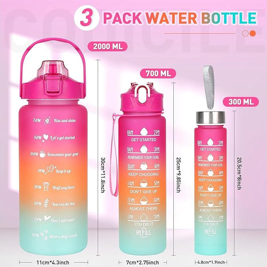 3 PCS SET Motivational Water Bottle