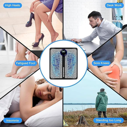 Foot Massager Wireless EMS Massage Machine. Rechargeable, portable, and foldable design. 8 modes, 19 intensity levels for ultimate pain relief Foot Heavy Duty Scrub (Foot Massger)