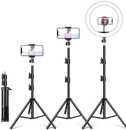 Lightweight & Portable 7 Feet Long Tripod Stand Aluminum Ring Light Stand Tripod  (Black, Supports Up to 5000 g)