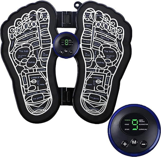02 Deoxys Bioelectric Acupoints Massager Mat,EMS Foot Massager,Portable Foot Stimulator Massager Pads,Folding Electric Foot Massage Machine with 8 Modes and 19 Levels