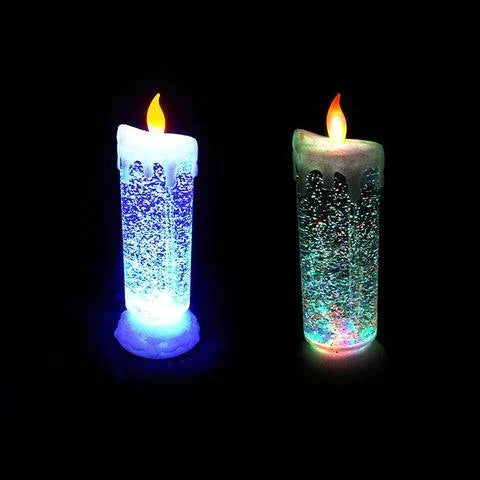 009 LED Light Swirling Glitter Water Color Changing Candle Light, (Glitter LED Candle)