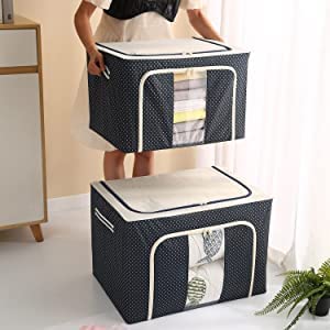 045 (3pc 66LTR.) Storage Box for clothes, Cloth Storage box for wardrobe, cloth organisers storage box, saree boxes for storage Oxford Cloth material
