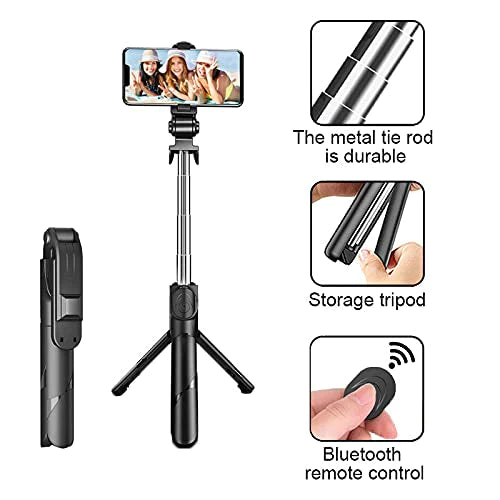 025 Portable Selfie Stick Tripod with Wireless Bluetooth Remote and Tripod Stand| 3 in 1 Multifunctional Selfie Stick Tripod with Extendable Aluminium Monopod, 360 Degree Rotation Phone Holder