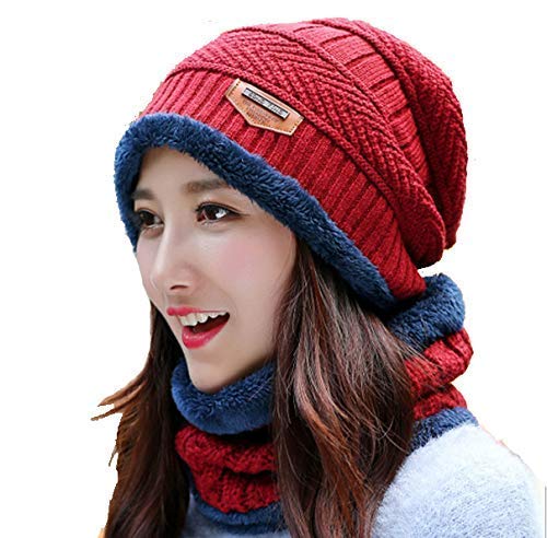 057 Soft  Woolen Beanie Cap Plus Muffler Scarf Set for Men Women Girl Boy - Warm, Snow Proof