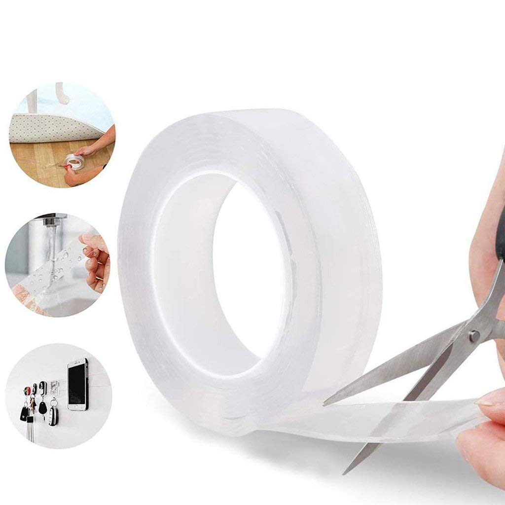 0107  3 Meter Multipurpose Double Sided Tape - Adhesive Silicone Tape, Heavy Duty, Heat Resistant, Multi-Functional, Removable, Washable, Reusable Anti-Slip Gel Nano Grip Tape