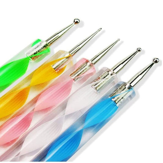 UK-0303 5 pieces Nail Art Dotting Marbleizing Tool Pen for Nail Decoration Stamping (Multicolour)