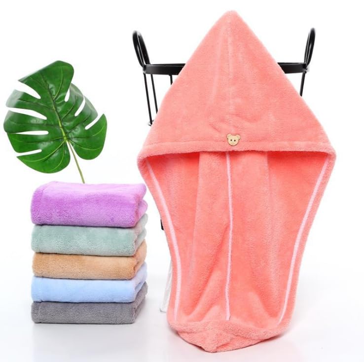 014 Hair Towel Wrap Absorbent Towel Hair-Drying Bathrobe Microfiber Bath Towel Hair Dry Cap Salon Towel (75 GM )