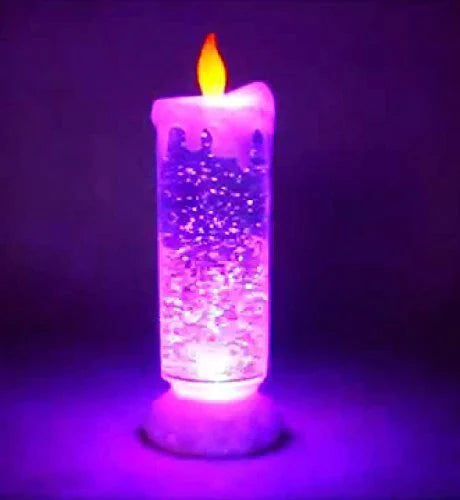 009 LED Light Swirling Glitter Water Color Changing Candle Light, (Glitter LED Candle)