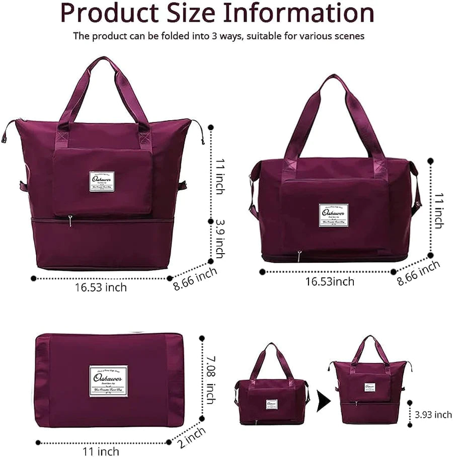 06 Foldable Travel Duffel Bag, Large Capacity Folding Travel Bag, Travel Lightweight Waterproof Carry Bag (40 x 23 x 45cm (Multi Colour)