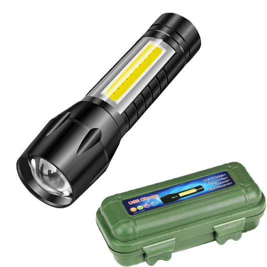 UK-0197 Mini Torch Light, Ultra Brightest Small Flash Light Handheld Pocket Compact Portable Tiny Lamp with COB Side Lantern