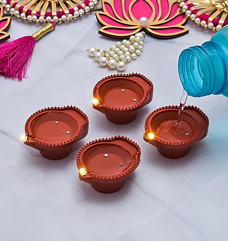 003    Water Sensor LED Diyas Candle with Water Sensing Technology E-Diya, Warm Orange Ambient Lights, Battery Operated