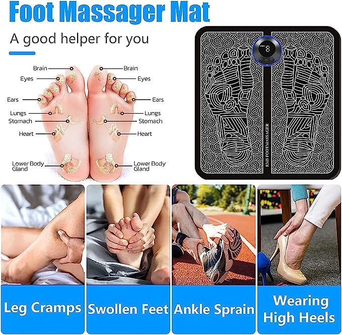 050 EMS FOOT MASSAGER, ELECTRIC FEET MASSAGER, DEEP KNEADING CIRCULATION FOOT BOOSTER FOR FEET AND LEGS MUSCLE STIMULATOR, FOLDING PORTABLE ELECTRIC MASSAGE MACHINE
