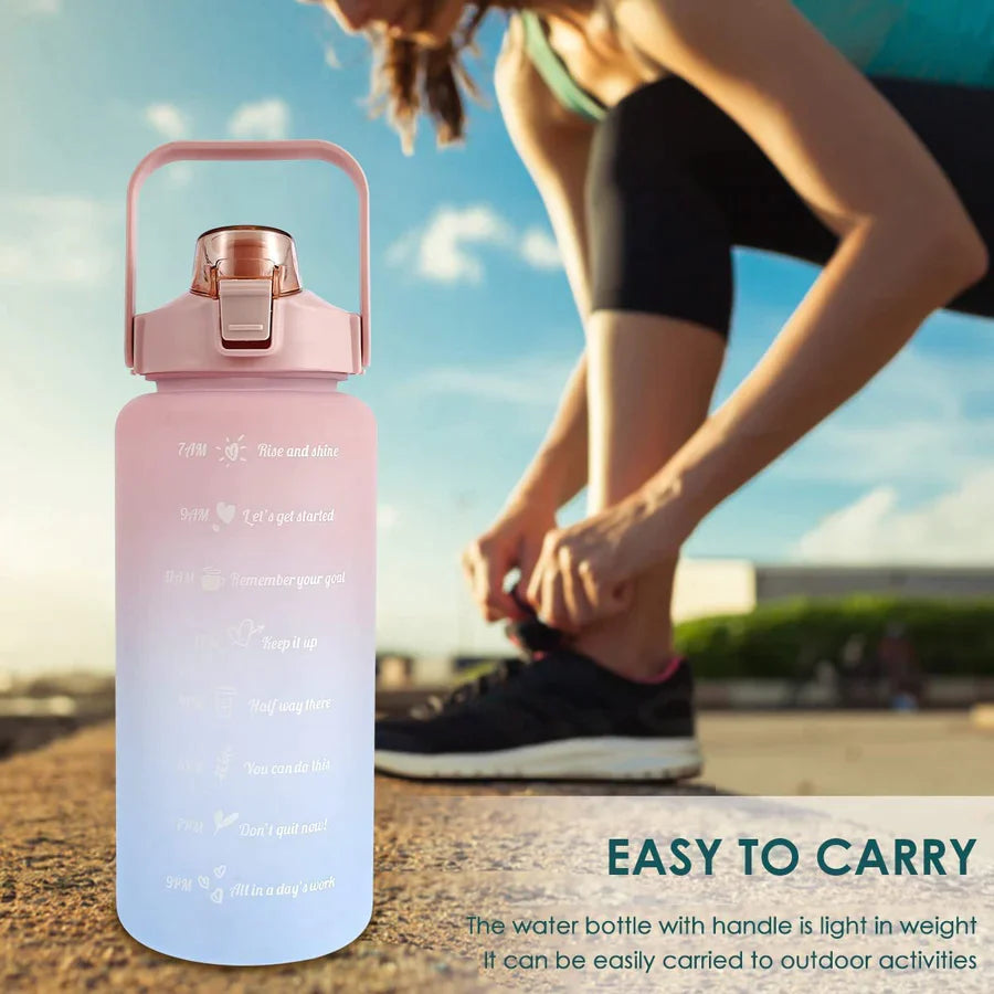 023 3 in 1 Water Bottle with Motivational Time Marker, Leakproof Durable BPA Free Non-Toxic Water bottle for office, gym, school