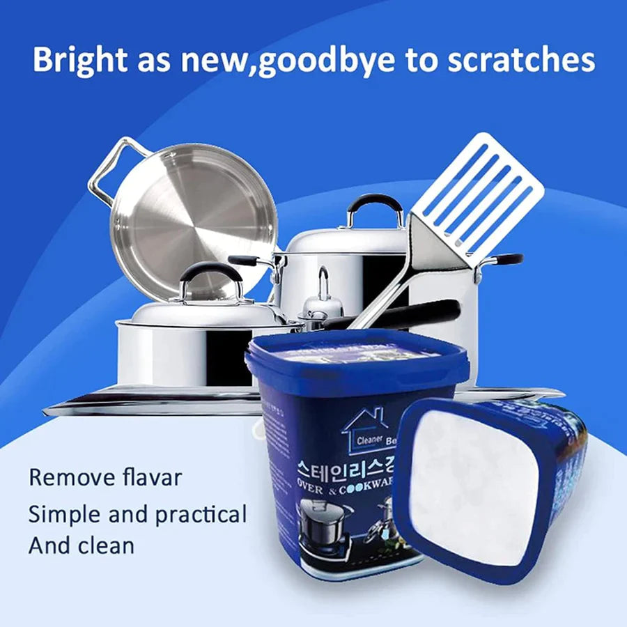 012 Quickly Cleans Cookware Surfaces Oven & Cookware Cleaner Stainless Steel Cleaning Paste Remove Stains from Pots Pans Multi-Purpose Cleaner & Polish Removes Household Clean - 400 gm