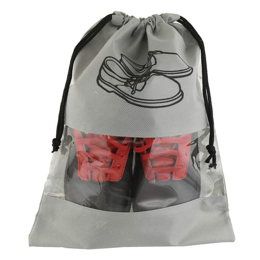 018 (PREMIUM)Shoe Cover/String Bag Organizer|Shoe Print & Non Woven Material|Transparent Window|Size 43 x 30 Cm