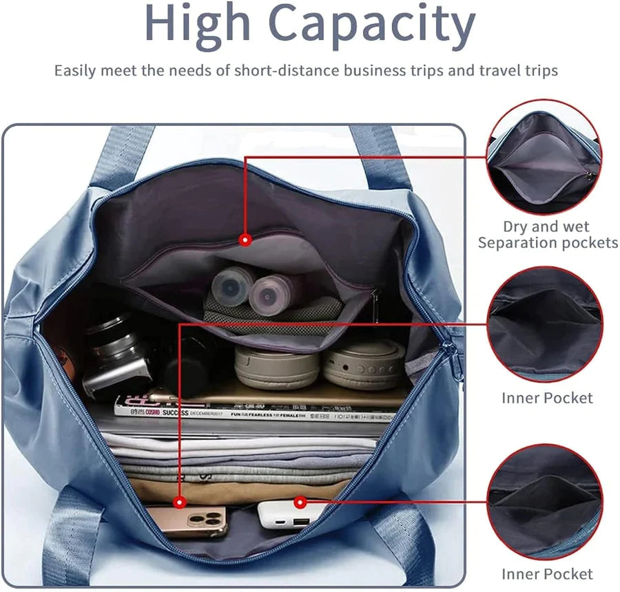 06 Foldable Travel Duffel Bag, Large Capacity Folding Travel Bag, Travel Lightweight Waterproof Carry Bag (40 x 23 x 45cm (Multi Colour)