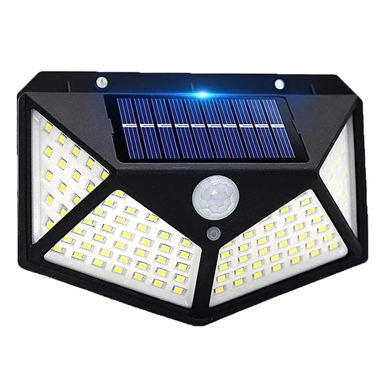 035 Solar Lights 100 LED Solar Security Light with Waterproof Wall Light Solar Powered and 3 Modes for Outdoor 1200mAh