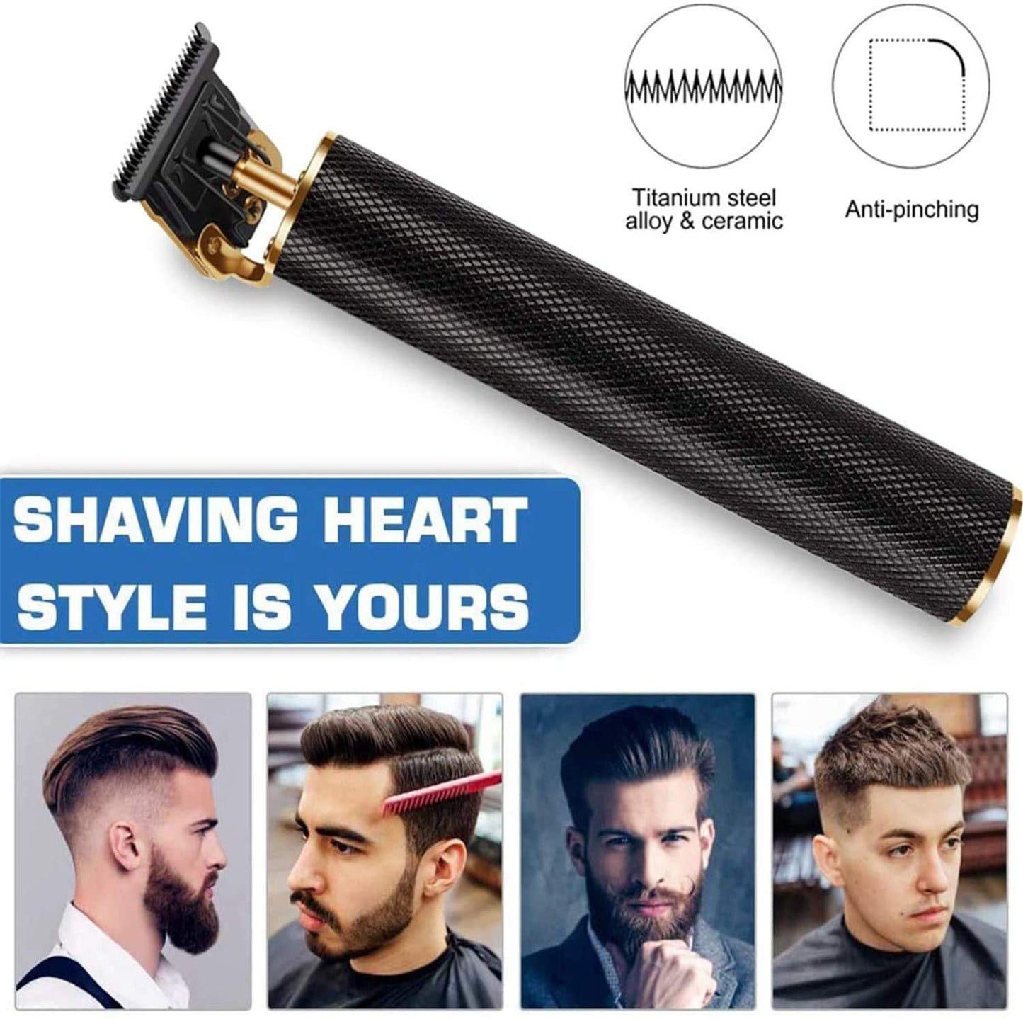 01 Vintage T9 classic Rechargeable Hair Clipper Professional Hair Trimmer For Men | Adjustable Hair Clipper Blade for Trimming and Shaving for close precise cut | Glossy black 90 min runtime